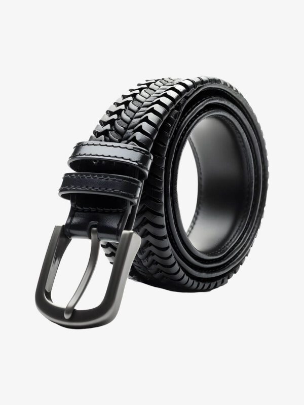 Black anvil leather belt