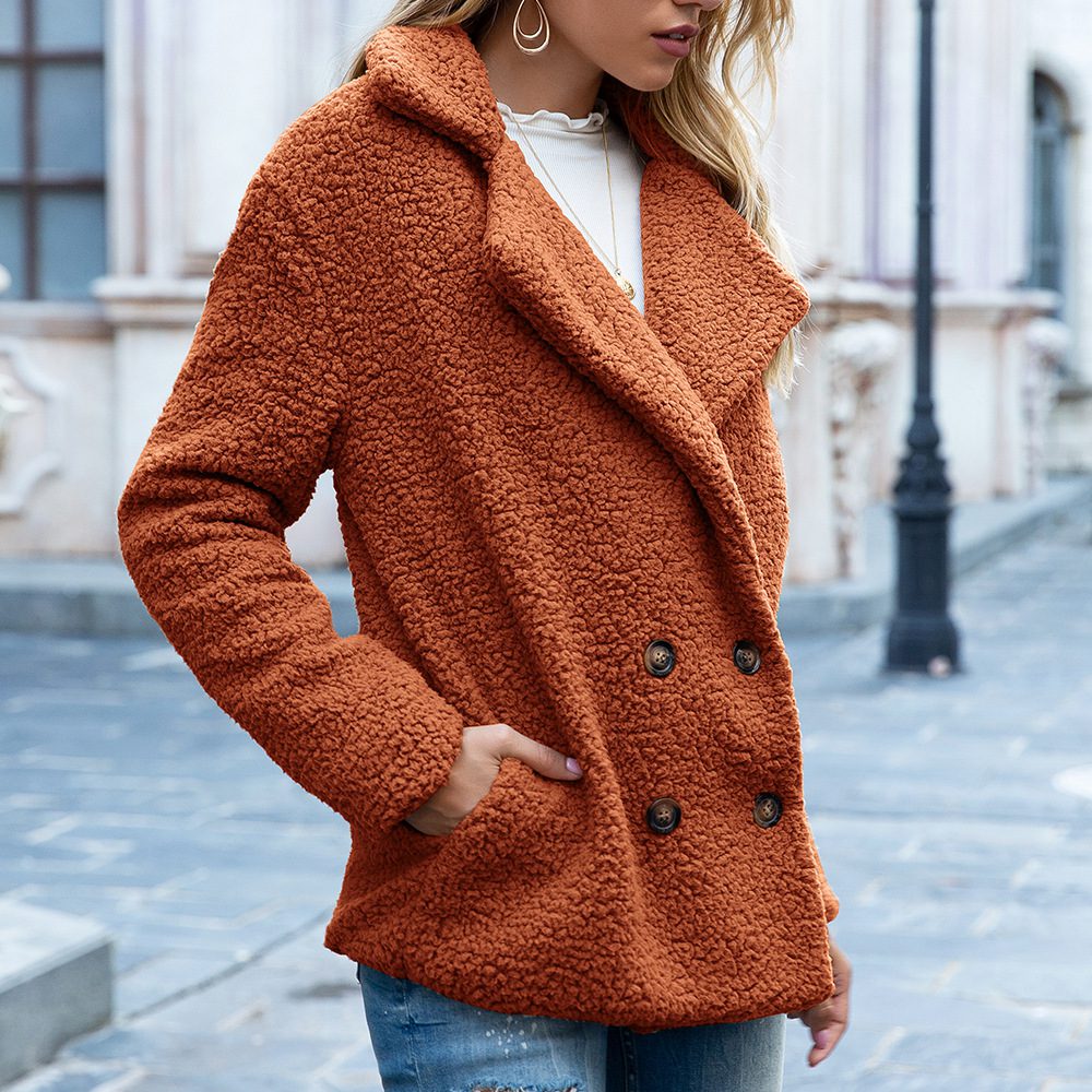 Women’s Loose Lapel Fluffy Winter Coat – Button-Up Fleece Cardigan Jacket Casual Outerwear - Image 7
