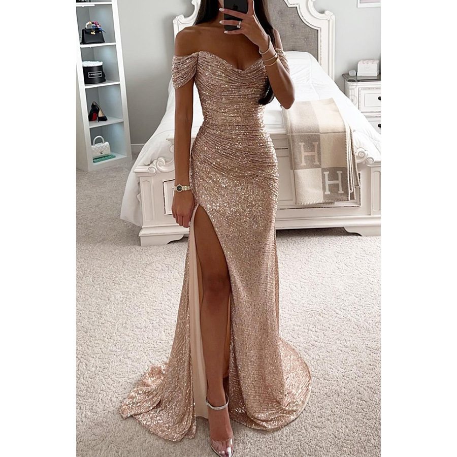 Women’s Party Sequin Off-Shoulder Split Dress – Date Night & Valentine’s Day Fashion - Image 8