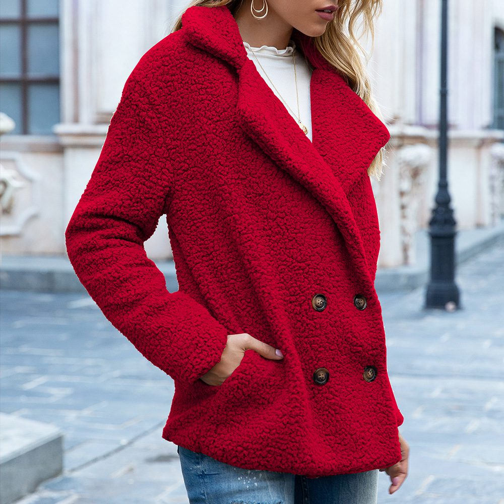Women’s Loose Lapel Fluffy Winter Coat – Button-Up Fleece Cardigan Jacket Casual Outerwear - Image 10