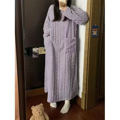 Winter Coral Fleece Women's Nightgown – Warm & Cozy Home Sleepwear - Image 5