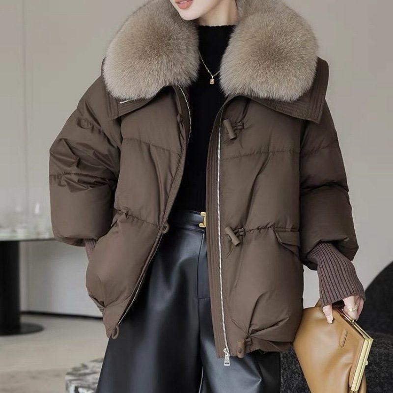 Women’s Short Down Cotton-Padded Jacket with Faux Fur Collar – Thick Warm Winter Puffer Coat - Image 6