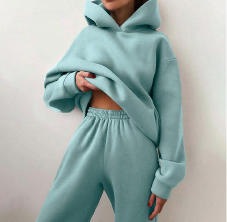 Women’s Casual Hooded Sweater Tracksuit – 2-Piece Hoodie & Pants Corduroy Lounge Set - Image 4