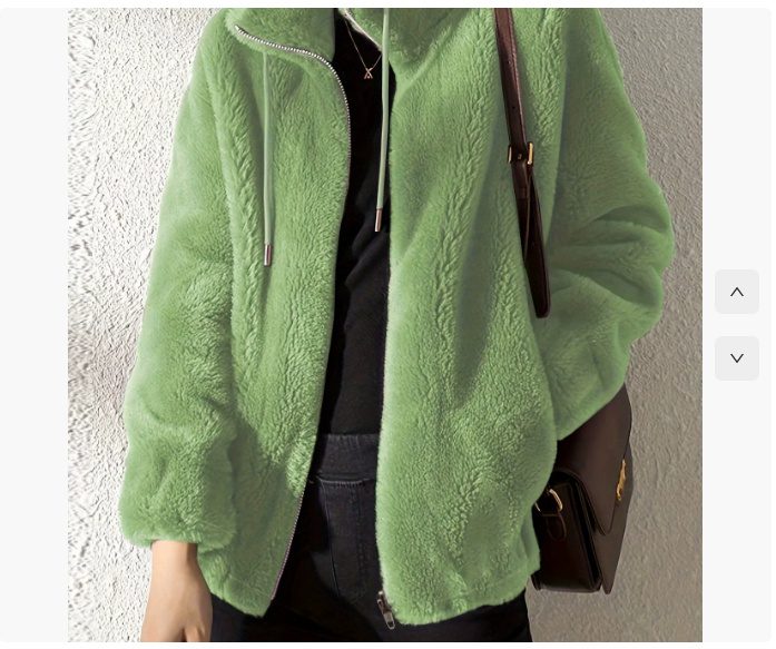 Women’s Double-Faced Fleece High Neck Cardigan – Loose Fit Warm Stand Collar Sweater Coat - Image 4