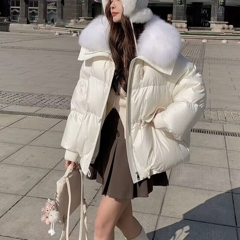 Women’s Short Down Cotton-Padded Jacket with Faux Fur Collar – Thick Warm Winter Puffer Coat - Image 2
