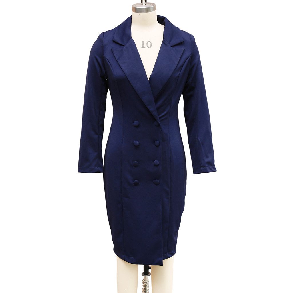Women’s Double-Breasted Blazer Dress – Slim-Fit Lapel Long Sleeve Office & Commuting Jacket Dress - Image 5
