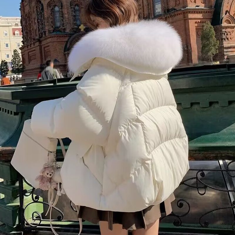 Women’s Short Down Cotton-Padded Jacket with Faux Fur Collar – Thick Warm Winter Puffer Coat - Image 7