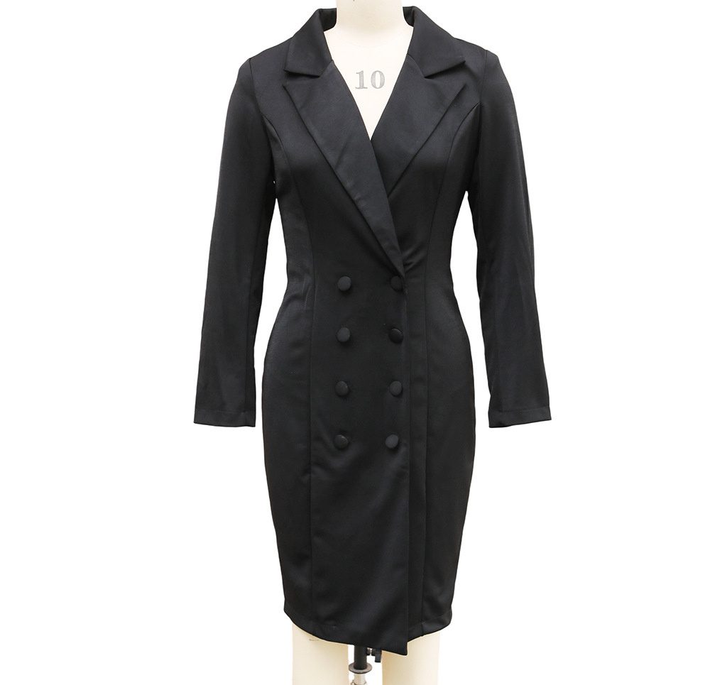 Women’s Double-Breasted Blazer Dress – Slim-Fit Lapel Long Sleeve Office & Commuting Jacket Dress - Image 8