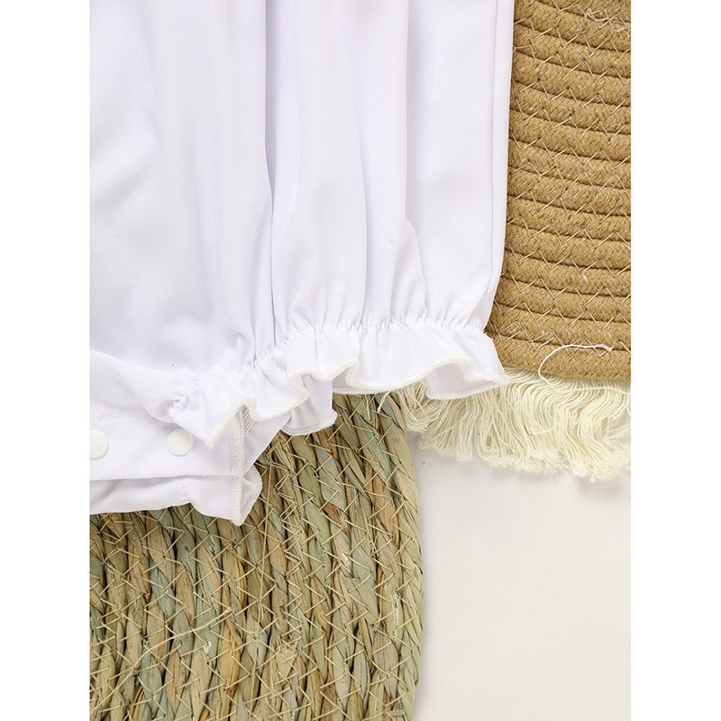 Baby Girl White Lace Romper – Elegant Short Sleeve Bubble Jumpsuit for Weddings, Baptism & Summer Events (0–18M) - Image 7