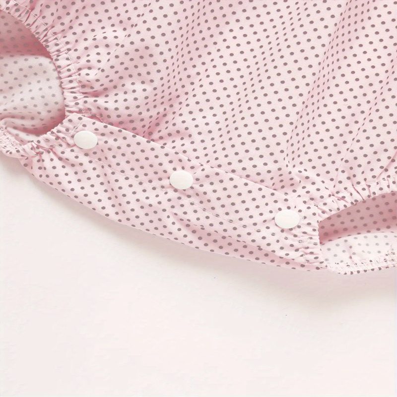 Baby Girl Pink Romper – Polka Dot with Heart Embroidery & Ruffle Trim for Valentine’s Day (0–18M) - Image 3