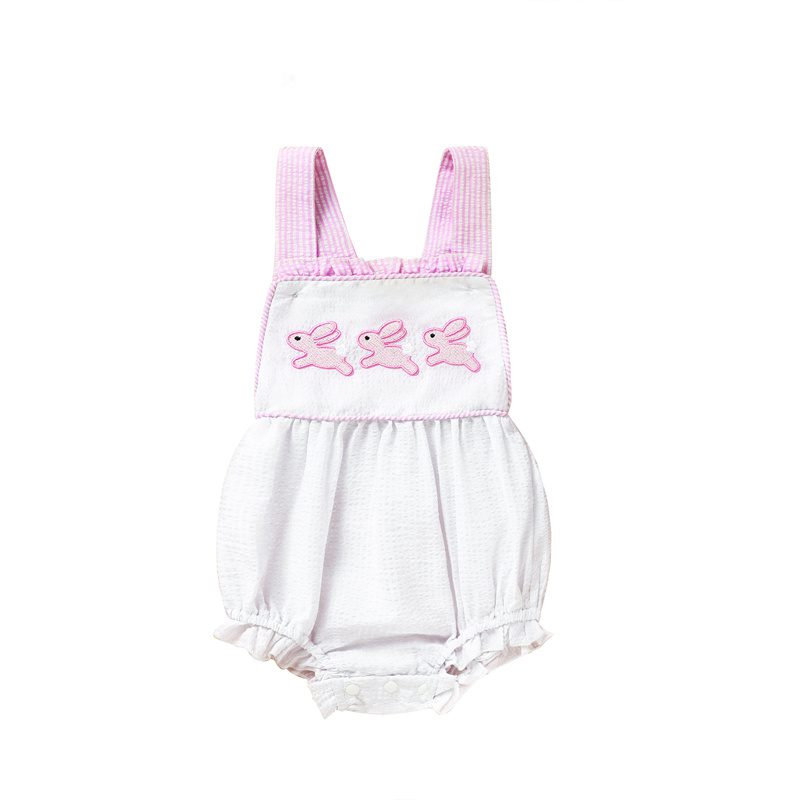 Baby Bunny Romper – Ruffle Trim Onesie with Adjustable Straps & Snap Closure for Easter & Spring (0–18M) - Image 9