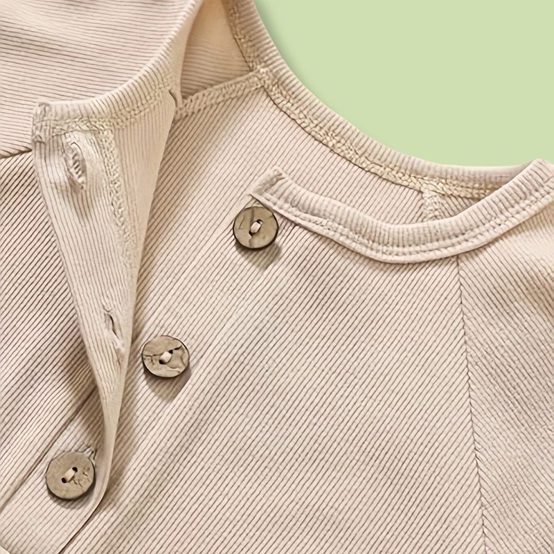 3-Pack Baby Boys Ribbed Rompers – Long Sleeve Button Front One-Piece Jumpsuit Set (0–24M) - Image 4