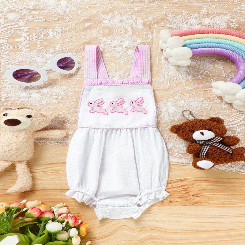 Baby Bunny Romper – Ruffle Trim Onesie with Adjustable Straps & Snap Closure for Easter & Spring (0–18M) - Image 5