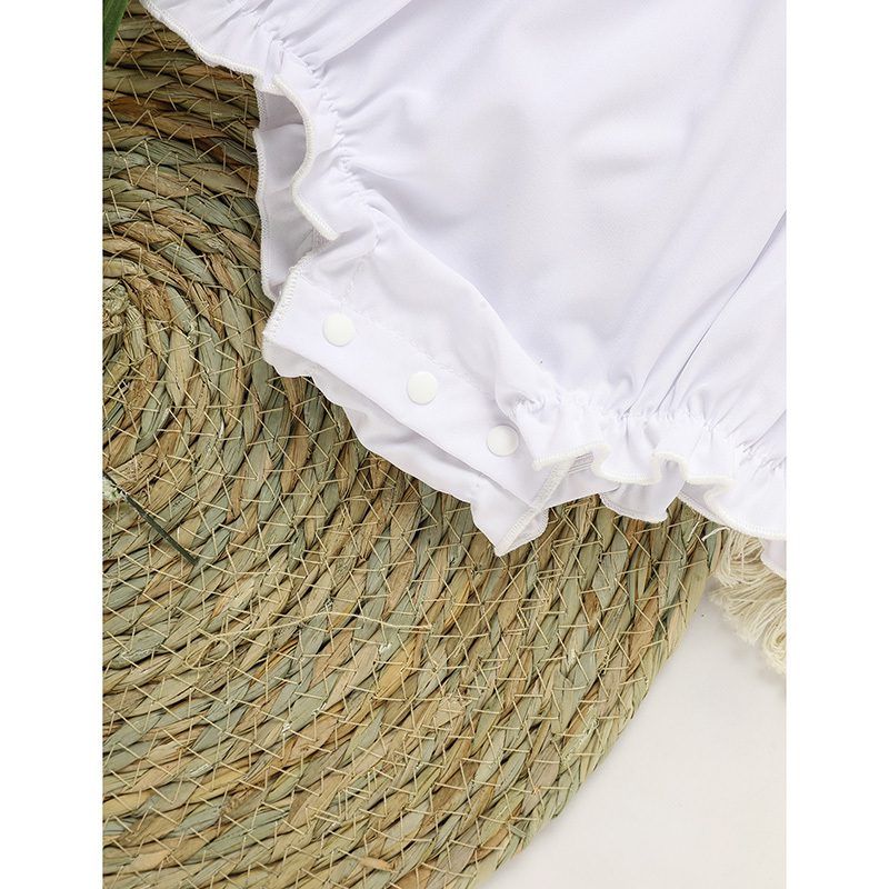 Baby Girl White Lace Romper – Elegant Short Sleeve Bubble Jumpsuit for Weddings, Baptism & Summer Events (0–18M) - Image 6